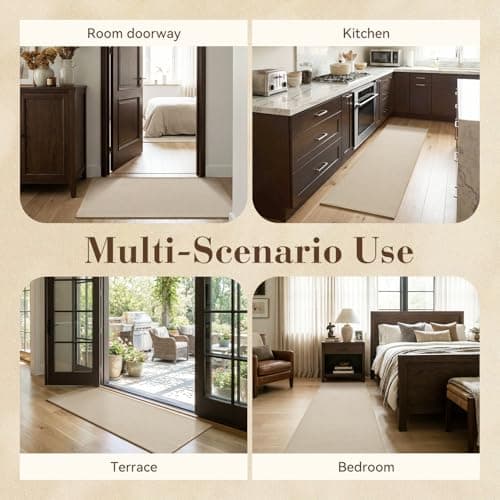 MontVoo Kitchen Rugs Mat Non Slip Washable,Absorbent Kitchen Floor Mat,Rubber Backing Braided Kitchen Mat,Easy to Clean and Maintain Kitchen Mats for Floor(Beige,17"x28") - Thumbnail 6