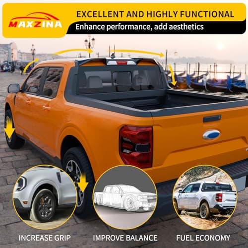 Maxzina Truck Cab Spoiler Compatible with 2022-2025 Ford Maverick Pickup Cab Rear Roof Spoiler Wing Lip ABS Plastic for 2024 Maverick Accessories (Glossy Black) - Thumbnail 6
