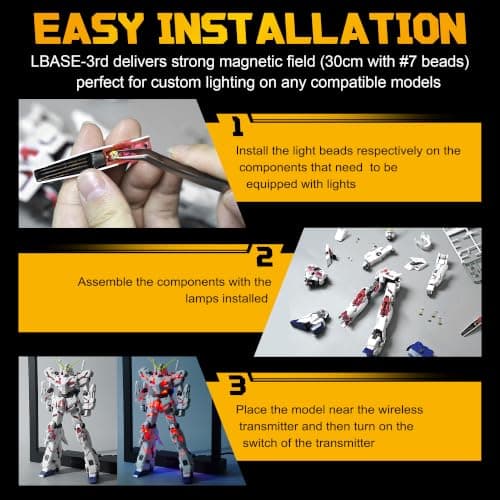 LBASE Wireless LED Light Set for Gundam MG Model Kits (PG/MG/RG/HG/MGSD) - 3rd Gen LED Units for Building Block Lamp Beads & Figures Models Lighting (LBASE-3rd gen) - Thumbnail 5