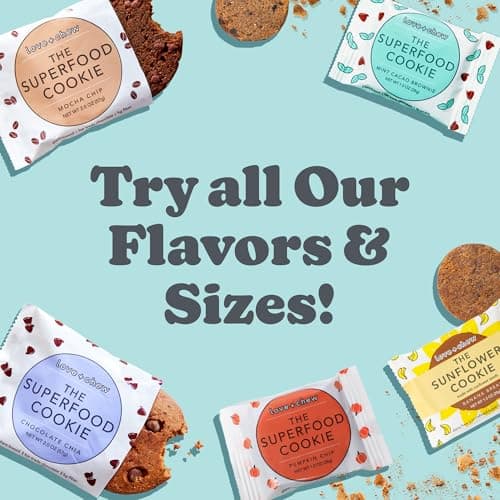 Love + Chew Mini Vegan Cookies, Gluten Free, 3-4g Plant Based Protein Per Cookie, Healthy Snacks for Adults and Kids, Individually Wrapped Cookies, Variety Pack, 16 Pack - Thumbnail 6