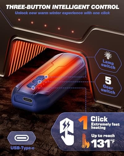 Vexolta Rechargeable Hand Warmers 2 Pack - 6000mAh AI Handwarmers with Flashlight & 5 Level, 20Hrs Long Lasting, 2 in 1 Portable Electric Heater, Gift for Valentine's Day/Golf/Camping/Hunting - Thumbnail 3