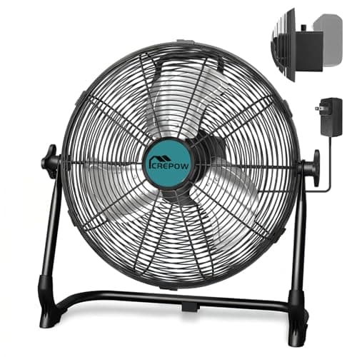 CREPOW 12" Portable Cordless Fan Compatible with Makita 18V Battery, Battery Powered Floor Fans with AC Adapter, USB and Type Charging, Stepless Speed, Fans for Jobsite Garage Camping (No Battery) - Image 1