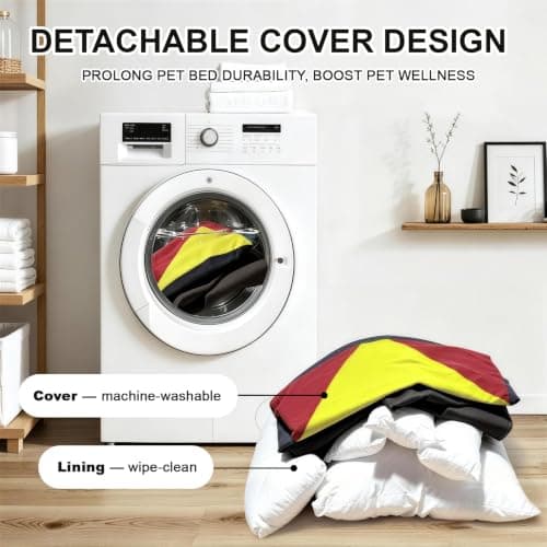 Welfibr 290 GSM Cotton Canvas Dog Couch Bed, Washable Removable Cover, Tough Bolster with Supportive Chopped Foam, Anti-Slip Bottom (Large) - Thumbnail 6