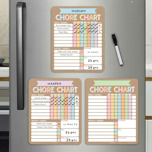 Hadley Designs Magnetic Chore Chart for Kids Multiple Kids – Dry Erase Chores Chart for Adults and Teens, Responsibility Task List for Family, Fridge Task Board Tracker at Home, Kraft Chore Board - Image 1