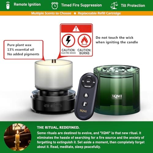 XQMI Scented Candle with Remote Ignite,Smart Scented Candle with Multiple Protection Functions,Highly Scented & Long Lasting(Burning 35H,North American Pine Needles) - Thumbnail 3
