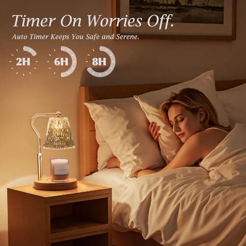 Candle Warmer Lamp with Timer Dimmable Mom Gifts, Adjustable Height Wax Warmer Lamp for Scented Candles Home Appliances White Elephant Gifts for Sister Friend (Ripple) - Thumbnail 4