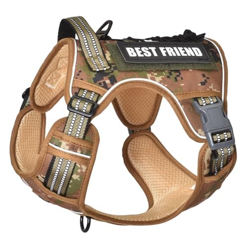 PET MARVEL Heavy Duty Dog Harness with Handle, No Pull Adjustable Outdoor Vest with Metal Buckles, MOLLE Panel & Reflective Strips for Medium Large Dogs