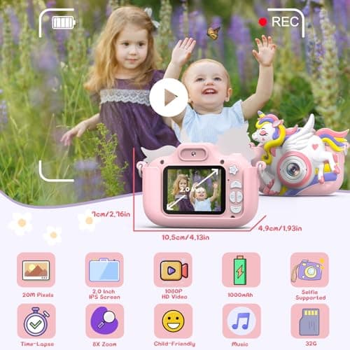 Kids Camera Toys for Girls Boys 3-12 | Toddler Camera Ideal Kids Digital Selfie Video Camera | Birthday Easter Gift for 4 5 6 7 8 9 Year Old Girls Boys | Fun Toy for Ages 3-8 - Thumbnail 2