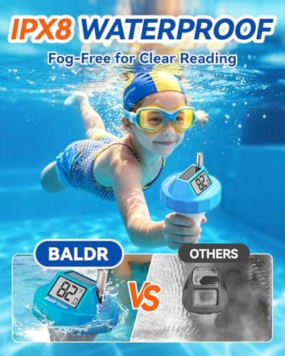 BALDR Wireless Pool Thermometer Floating Easy Read, 2026 Upgrade Solar Powered Water Temperature Gauge with Indoor Monitor, IPX8 Waterproof 500FT Range for Pools,Hot Tubs,Spas, Baths, Aquariums - Thumbnail 4