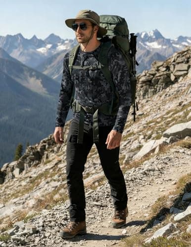 PINSPARK Men's Fishing Shirts Long Sleeve UV Protection Tshirts Lightweight Quick Dry Swimming Shirts Gym Workout T-Shirts Dark Grey - Thumbnail 2