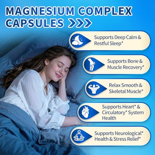 Triple Magnesium Complex for Women and Men, Magnesium Glycinate 400mg, Malate, Citrate, High Absorption Chelated Magnesium Supplement Support Sleep, Muscle, Non-GMO, Gluten Free - 240 Capsules - Thumbnail 2