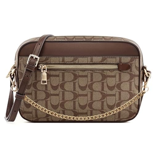 Goinsound Purses for Women PU Leather Cross Body Bag for Women Small Shoulder Handbags with Chain Strap Brown - Image 1