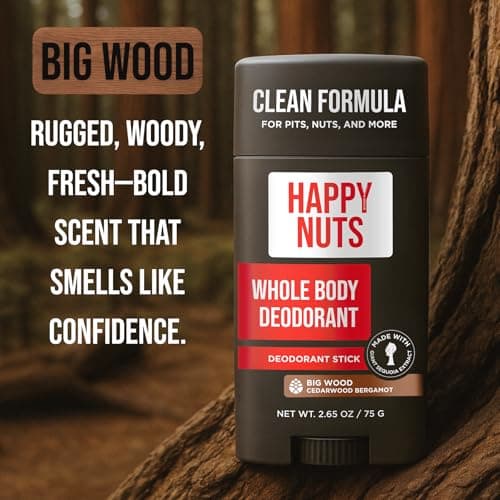 Happy Nuts Whole Body Deodorant for Men - Full Body Odor Control - Ideal for Perfect for Pits, Groin, and More - All Day Confidence - Powerful & Effective Men's Deodorant (Big Wood) - Thumbnail 5