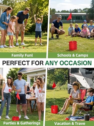 SJEhome 6 Hole Backyard Game Golf for Adults Outdoor Indoor Practice Gifts for Yard, Lawn, Park, Yard, Beach - Thumbnail 4