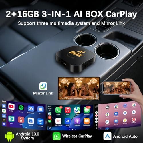 AI Box Carplay, 2+16GB Ai Magic Box for Streaming Netflix/YouTube/TikTok, Car Play Wireless Adapter Supports iPhone & Android Auto, Plug & Play, for Cars with OEM Wired CarPlay/Android Auto - Thumbnail 4