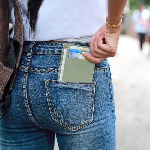 Travelambo Slim Wallet Front Pocket Minimalist Leather RFID Blocking Medium Size - Thumbnail 2