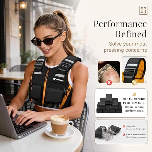 POITREX Fitness Equipment - Adjustable Weighted Vest, Workout for Walking, Running, Rucking, Strength Training & Cardio, Reflective Slim Fit for Women & Men, Home Gym Exercise Gift - Thumbnail 6