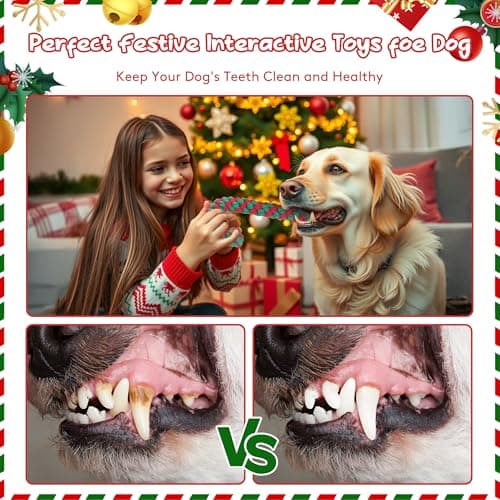 Yteseery 4 Pack Christmas Dog Toys Rope Cane Candy Pet Toys Interaction Training Toys for Small Medium Dog, Festive for Pets, Durable Safe Holiday Pet Supplies - Thumbnail 5