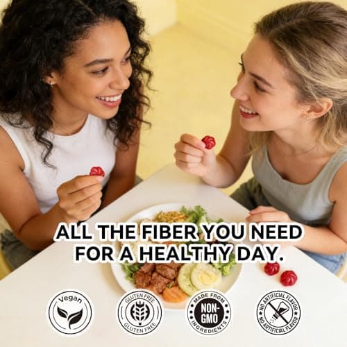 Prebiotic Fiber Gummies for Digestive Health & Regularity - GLP-1 Friendly - No Sugar Added Mixed Berry Flavor with Greens - Daily Supplement for Adults - 60 Count - Thumbnail 5