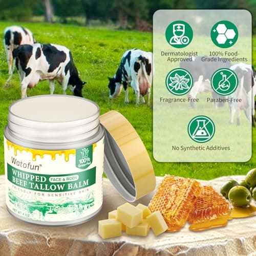 Whipped Beef Tallow Balm for Skin - 100% Organic Grass-Fed Tallow & Honey Body Butter, Infused with Olive Oil to Nourish, Soothe & Repair Dry, Cracked, Sensitive Skin- Natural Deep Moisturizer 4 OZ - Thumbnail 6