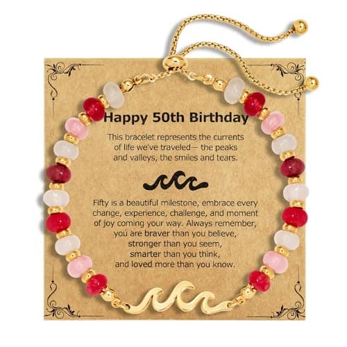 DIFTIDDY Beaded Bracelet for women 50th Birthday Gift for Her – Wave Bracelet Jewelry – 50 Year Old Present for Woman Best Friend Daughter Wife Sister - Image 1