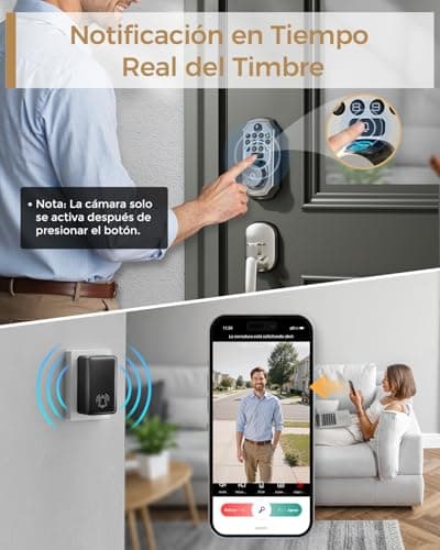 WiFi Smart Lock with Camera - Keyless Entry Deadbolt with Handle Set, 5-in-1 Camera+Doorbell+Fingerprint+Keypad, App Control, Auto Lock, Easy Install, Waterproof for Front Door, Satin Nickel - Thumbnail 4