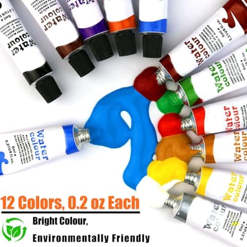 orbixa Mini Watercolor Palette Paint Set Travel Size - 12 Color Paint with 8-Wooden Grid Palette,Mini Sketchbook & Brushes | Portable Artist Supplies Kit for Students, Beginners, Outdoors Use (gray) - Thumbnail 4