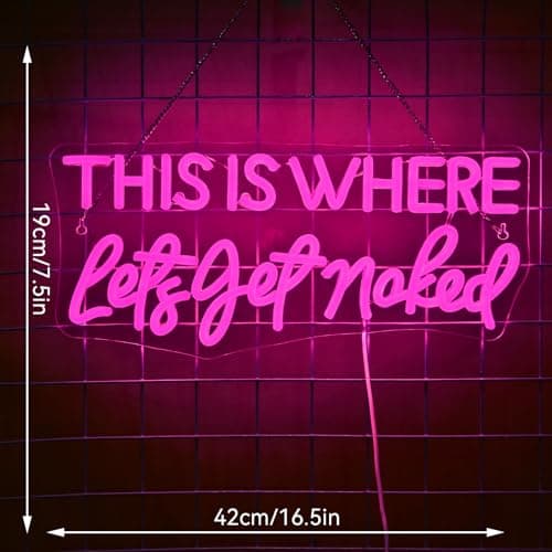 NXYX Let's Get Naked Pink Neon Sign Bathroom Led Sign Get Naked Wall Neon Light for Home Pink Bathroom Wall Decor Girl Teenager Funny Housewarming Gift Her - Thumbnail 3