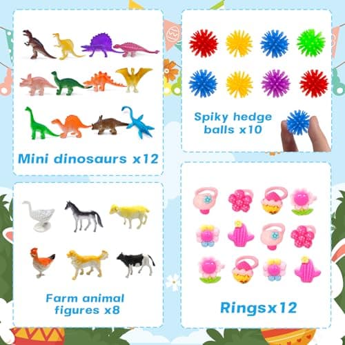 GOAUS Prefilled Easter Eggs with Toys 240 Pcs, 120 Eggs Truly Filled with 120 Small Toys, Pre-filled Easter Egg Hunt Stuffed Party Favors Basket Stuffers Prizes for Kids - Thumbnail 6