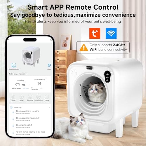TOPNOTCH GENERAL Self Cleaning Litter Box, Extra Large Automatic Cat Litter Box Self Cleaning for Multiple Cats, App Control, Safety Protection, Ultra-Quiet,Includes Trash Bags,White - Thumbnail 2