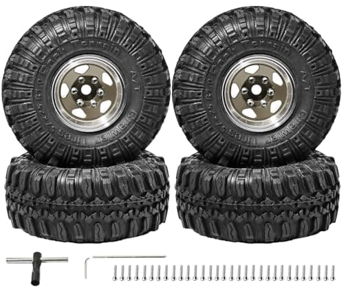RcThjia 1.0 Beadlock Wheel Soft Tire Set RC Upgrade Part for Traxxas 1/18 TRX4M 1/24 RC Crawlers car Axial SCX24 FMS FCX24 Gladiator Bronco C10 JLU Deadbolt B17 Upgrade.(4Pcs/Set) - Image 1