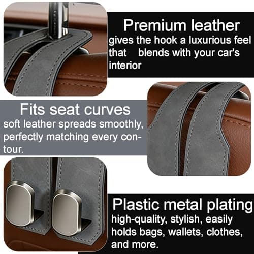 Flimjibg Car Seat Headrest Storage Hooks - 2 Pack Dual Hangers Design Organization Accessories, Car Interior Gadgets to Add Extra Holder and Hook for Purses,Bags,Coat and Handbag - Thumbnail 4