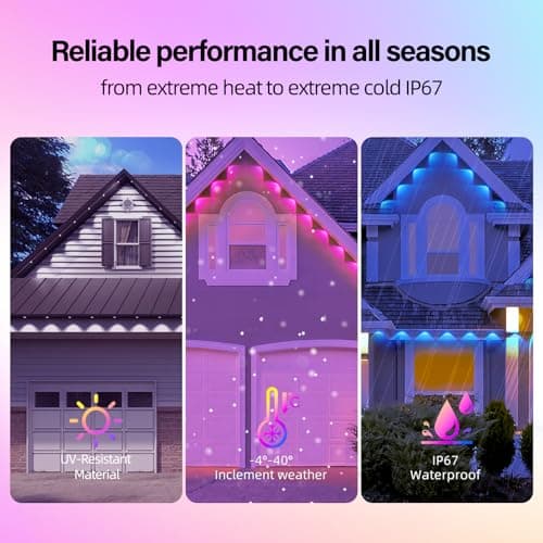 AHAWILL Permanent Outdoor RGB Lights with IP67 Waterproof, Smart Outdoor String Lights Remote Control, Eaves Lights with App, Daily and Accent Lighting for Halloween,Christmas Holiday Decor(200ft) - Thumbnail 6