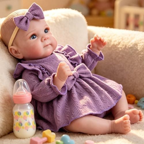 Milidool Lifelike Reborn Baby Dolls Girl - 20 Inch Realistic Newborn Real Life Baby Doll with Poseable Body, Feeding Kit Included, Ideal for 3+ Year Old Girls Gifts, Birthday, Pretend Play, Collection - Thumbnail 4
