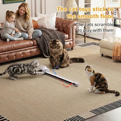 HAPPYCODE 2-in-1 Electric Cat Wand – Rechargeable Auto Indoor Toy, Suction & Hanging Design, 2 Modes (Track Chase + Bounce),Perfect for Kittens & Adult Cats, Ultimate Cat Gift - Thumbnail 2