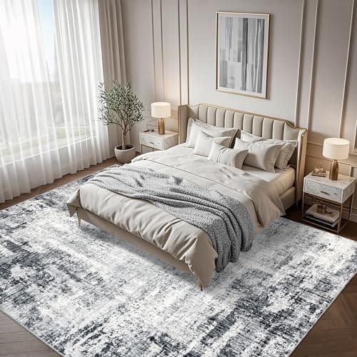 Ruicharm Washable 8x10 Area Rug: Modern Large Rugs for Living Room Dining Room Bedroom Office Indoor - Non-Slip Carpet Home Decor - 8x10 Black Grey - Thumbnail 3
