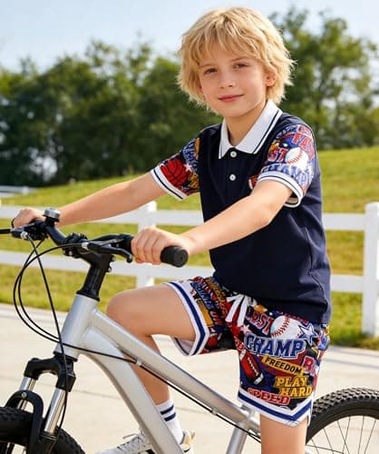 Cozople Boys Athletic Shorts Kids Basketball Baseball Graffiti Active Shorts with Pockets for Sport Exercise Activities - Thumbnail 2