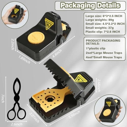 Mouse Traps - Rat Trap Quick Effectively best Mouse Trap [New update] mousetraps used indoor & outdoor reusable mouse traps, snap traps for mice traps used basement/garage/attic etc 9set(2L+6s+1*clip) - Thumbnail 6