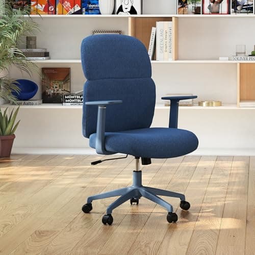 LuxErgo Fabric Home Office Desk Chairs Comfy Rolling Desk Chair with Armrest, Swivel Computer Chair with Wheels, Adjustable Backward Tilt Chairs for Children/Student/Kids, Misty Blue - Image 1
