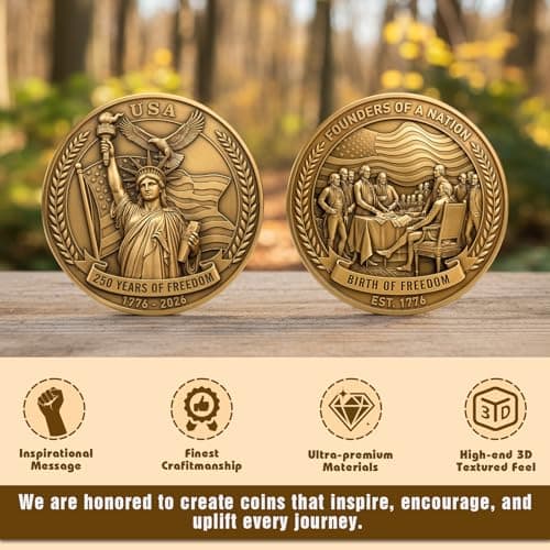 America 250th Anniversary Challenge Coin – Statue of Liberty Freedom Coin,1776–2026 USA Commemorative Coin,250 Years of American Freedom Coin - Thumbnail 6