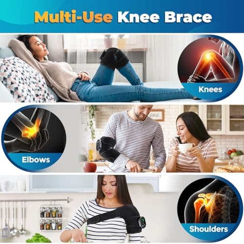Cordless Heated Knee Massager with Vibration, FSA Eligible HSA, Heated Knee Brace Wrap Heating Shoulder Brace Support Wrap for Knee Elbow, Heating Pad with 6 Heating Levels, 3 Massage Modes&Timer - Thumbnail 5