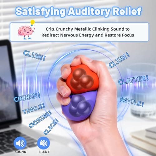 Olaivy Sensory Stress Balls - Fidget Toys for Adults & Teen, Silicone Polyhedron Hand Therapy Ball with Beads Inside Relief Stress Squeeze Toy for Autism & ADHD, Office Desk Toy - Thumbnail 2