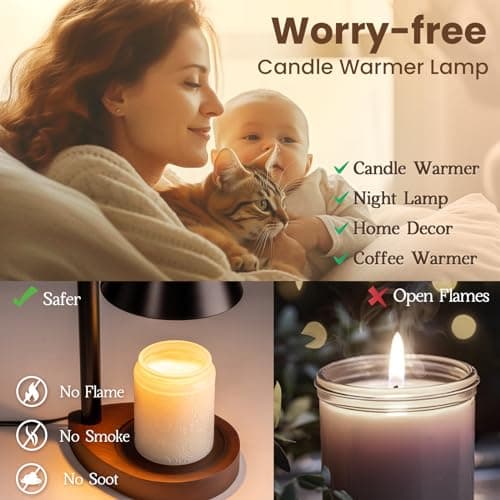 Marycele Black Candle Warmer Lamp with Timer, Height Adjustable Electric Lamp Candle Warmer, Black Home Room Decor Aesthetic, Birthday Gifts for Women Men - Thumbnail 5