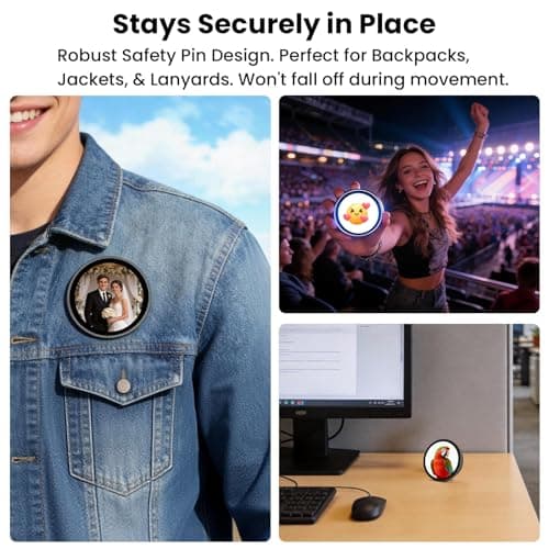1.8'' Digital Pin Electronic Badge with IPS Touch Screen,Wearable Electronic Pin for Daily Outfits, Concert Support & Anime Conventions (gray) - Thumbnail 6