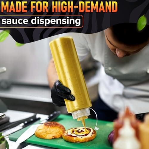 3-Pack Plastic Condiment Squeeze Bottles 36oz – Refillable Squirt Bottles with Narrow Tip, Leak-Resistant | Great for Oil, Sauces, Ketchup, Mayonnaise, Syrup, Dressing, BBQ Stations & Catering Use - Thumbnail 6