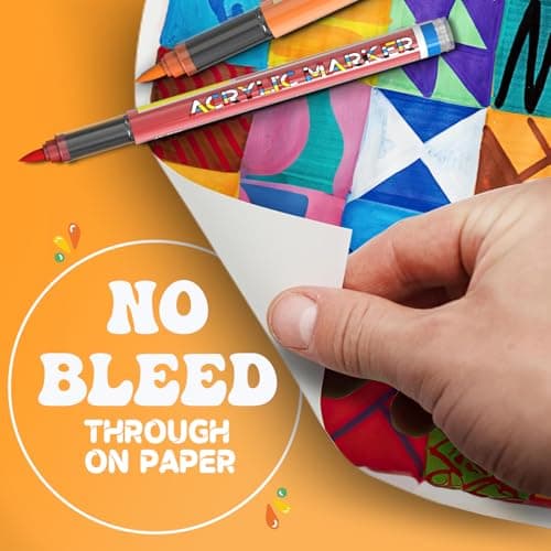 Touchbool Acrylic Paint Markers, 12 Color Fine Tip Permanent Acrylic Paint Pens For Rock Painting, Canvas, Wood, Glass, Ceramic, Fabric, Plastic, Egg, Scrapbook, Art Painting Supplies Kit - Thumbnail 5