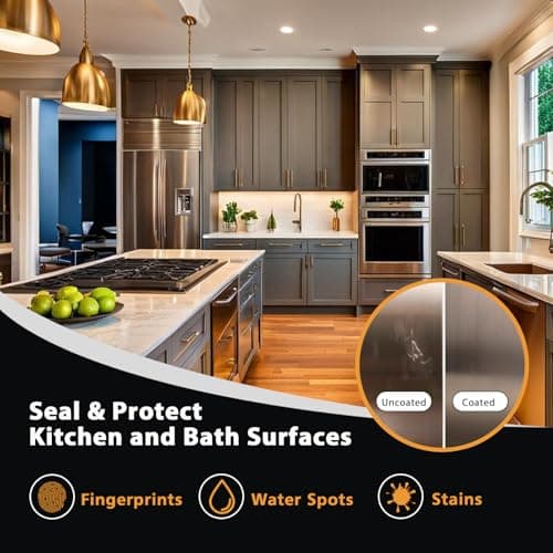 NADAMOO 2K Home Ceramic Coating Spray, 2-Parts Formula with Stronger Adhesion and Enhanced Wear Resistance, Seal & Protect Kitchen & Bath Surfaces, Repels Stains & Grime, Clear, 2 Cans - Thumbnail 2