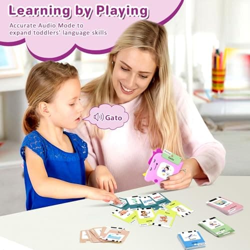 Spanish and English Talking Flash Cards for Toddlers 1 2 3 4 5 6 Year Olds, 420 Sight Words, Montessori Learning Toys, Pocket Speech Therapy Toys, Sensory Preschool Educational Birthday Gift - Thumbnail 5