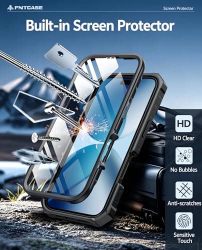 FNTCASE for iPhone 17 Phone Case: Military Grade Drop Proof Protection Mobile Cover with Kickstand | Matte Textured Rugged Shockproof TPU | Protective Sturdy Phone Case - 6.3 inch Black - Thumbnail 4