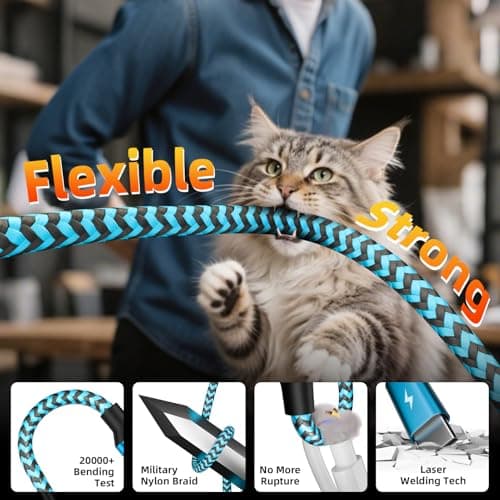 Travle USB C 4 in 1 Charging Cords,FourType C Ports Mulit Charging Cable, Universal Charging Cables for All Devices,Travle Charger Cord for iPhone Series/Samsung/Tablets/PS,Blue - Thumbnail 4